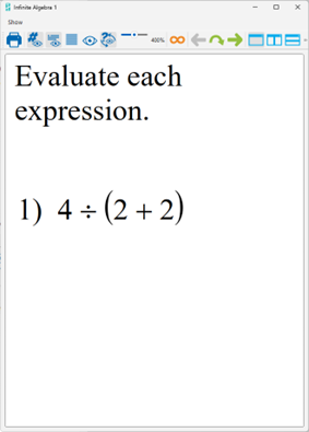 Printing one problem with large font