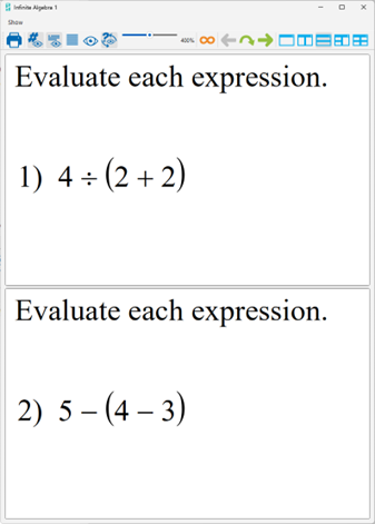 Printing two problems with large font