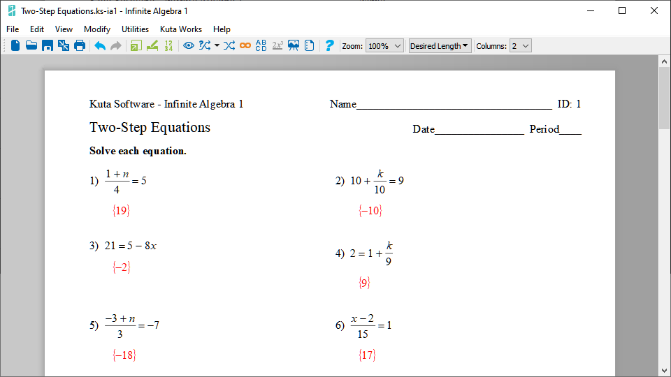 Kuta Software Algebra 1 Placement Banglopte